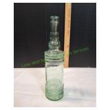 Vtg Embossed Green Glass Bottle