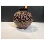 Vtg 8" Round Brown Vase