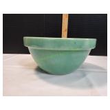 Vtg Large Green Stoneware Mixing Bowl
