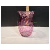 Vtg 8" Pink Ribbed Vase