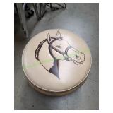 22" Round Horse Storage Ottoman