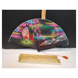 Vtg Japanese Silk Hand Fan
