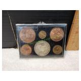 Mexican Coin Collection in Plastic Display Case