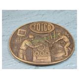 Vtg Award Design Solid Brass TOTCO Belt Buckle
