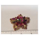 Vtg Pink / Red Stone Star Shaped Brooch