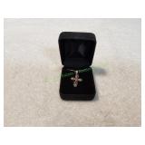 Silver Cross w/ Red Gemstone Pendant