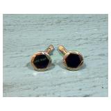 Vtg Swank Gold-Tone Cufflinks w/ Black Insert