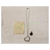 Vtg Sterling Silver Heart Pendants w/ Chain