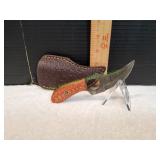 Damascus Steel Finger Hole Skinner Knife