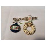 (3) Vtg Holiday Brooches
