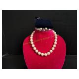 Danbury Mint Faux Pearl Necklace & Earrings