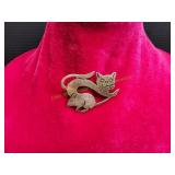 Sterling Silver Cat & Mouse Brooch