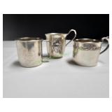 (3) Vtg Silver-Plated Baby Cups