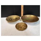 Vtg Brass Serving Bowls & Platters