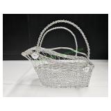 Vtg Silver-Tone Woven Wire Wine Serving Basket