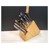 Wooden Knife Block w/ Kitchen Knives