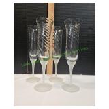 (4) Vtg Valerie Frosted Stem Champagne Flutes
