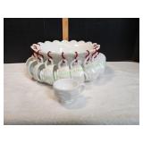 Westmoreland Milk Glass Punch Bowl Set