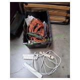 Tote of Extension Cords & Power Strips