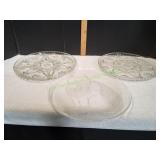 (3) Vtg Glass Serving Platters