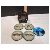 Fishing Coasters w/ Fishing Reel Holder