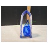 7" Sea Glasbruk Glass Paperweight by Renate Stock