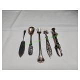 Vtg Butter Knife, Cocktail Fork, Ice Tongs & More