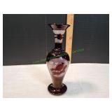 Vtg 8.5" Bohemian Ruby Flash Glass Vase