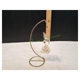 Glass Hummingbird & Flower Ornament w/ Stand
