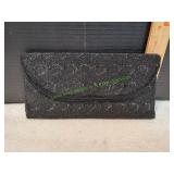 Black Beaded Evening Clutch Purse