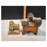 Vtg Man at Desk Figurine w/ Retirement Figurine