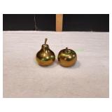 Brass Pear & Brass Apple Paperweights