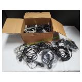 Box of Electronic Power Cords & More