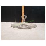 Vtg Clear Etched Glass Serving Plate