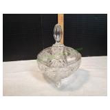 Vtg Bohemia Cut Crystal 3-Footed Candy Dish