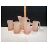 Vtg Tiara Exclusive Frosted Pitcher w/ Mugs