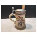 Vtg Gerz Lidded Beer Stein w/ Pewter Lid