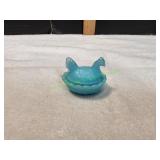 Vtg Mini Blue Milk Glass Westmoreland Nesting Hen