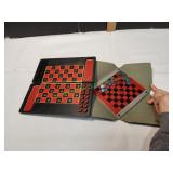 (2) Vtg Travel Checkers Set
