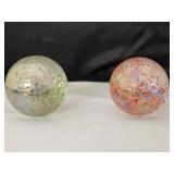 (1)Green Confetti/(1)Orange Confetti Jumbo Marbles