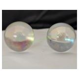 (2) Clear Frosted Jumbo Marbles