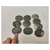 (10) New York Central RR Parcel Post Badges