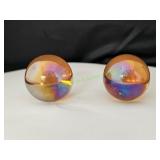 (2) Orange Glass Jumbo Marbles