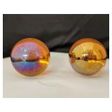 (2) Orange Glass Jumbo Marbles