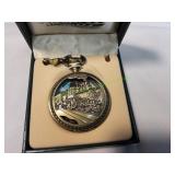 Vtg Bronze Steam Train Quartz Pocket Watch