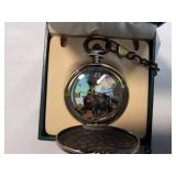 Vtg Bronze Steam Train Quartz Pocket Watch