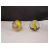 (1)Yellow/(1) Yellow-Blue Ribbon Jumbo Marbles