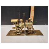 Vtg Brass Locomotive Train Bookends