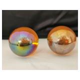 (2) Orange Glass Jumbo Marbles