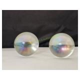 (2) Clear Frosted Jumbo Marbles